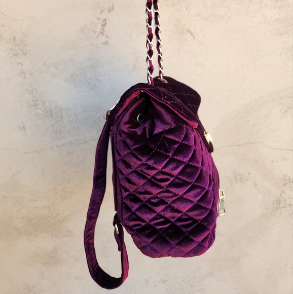 Velvet Quilted Mini Backpack - Picture 9 of 11
